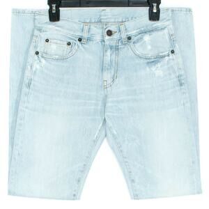 6397 Jeans Slim Straight Distressed Minimalist Casual Streetwear Blue Size 25